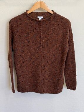 J.Jill Brown Speckled Donegal-Style Mock Neck Knit Sweater - Women's Size XS EUC